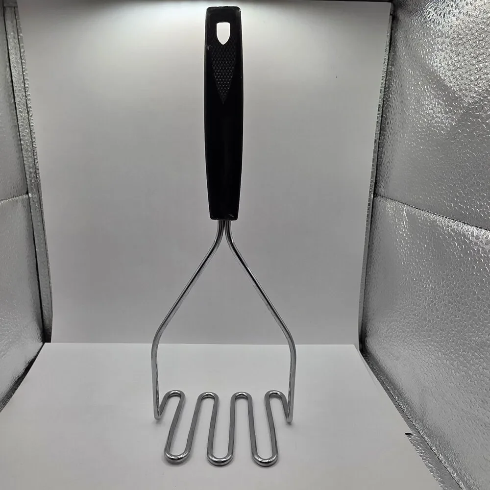 Vintage Potato Masher Plastic Black Handle Made in Japan 10 1/2'
